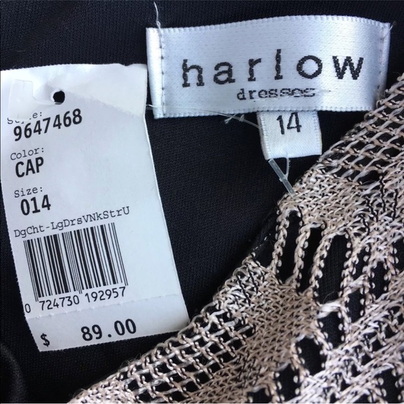 NWT Harlow Maxi Dress Taupe Knit Lace Fringe Hem - Picture 2 of 8